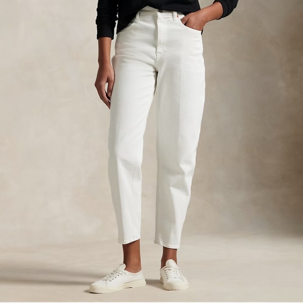 Vintage High Rise Tapered Jeans Size 10 White Denim 80s 90s Bill Blass